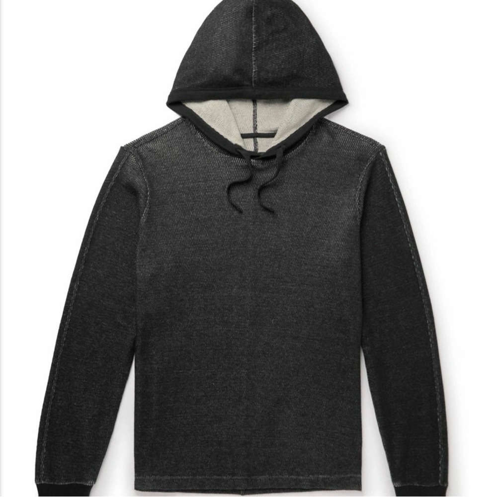 Rag & Bone Men’s Waffle Knit Hoodie – Black – Long Sleeve Pullover. Size M